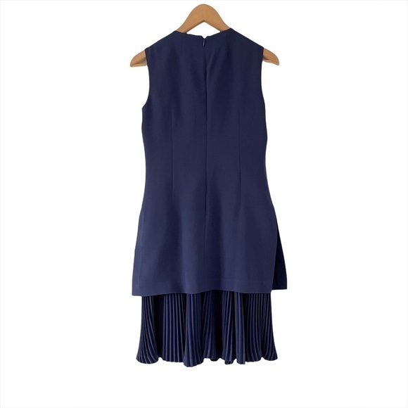 Theory Malkan Pleated Skirt Navy Crepe Dress - Picture 6 of 11
